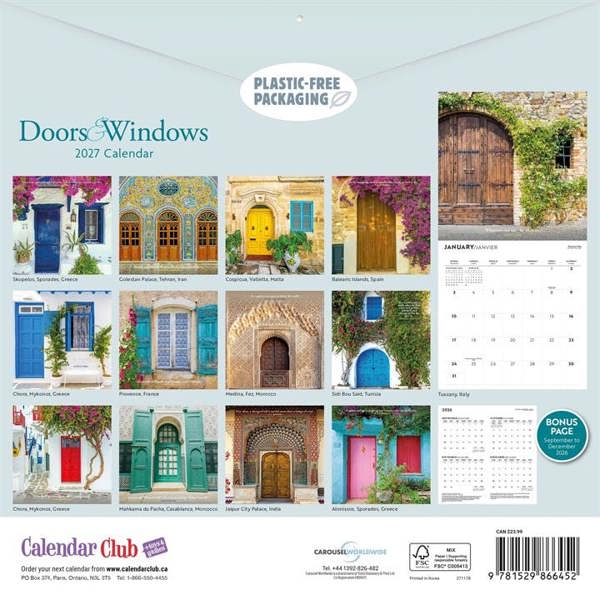 Doors & Windows Calendar 2027, Wall Calendars, Month To View, Lifestyle, Gift