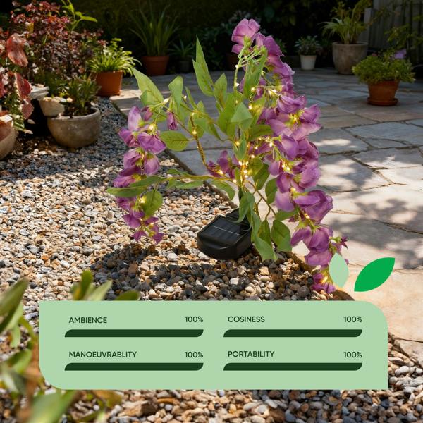Gardenwize Solar Wisteria Stake Light – 10 Warm White LED Garden Light
