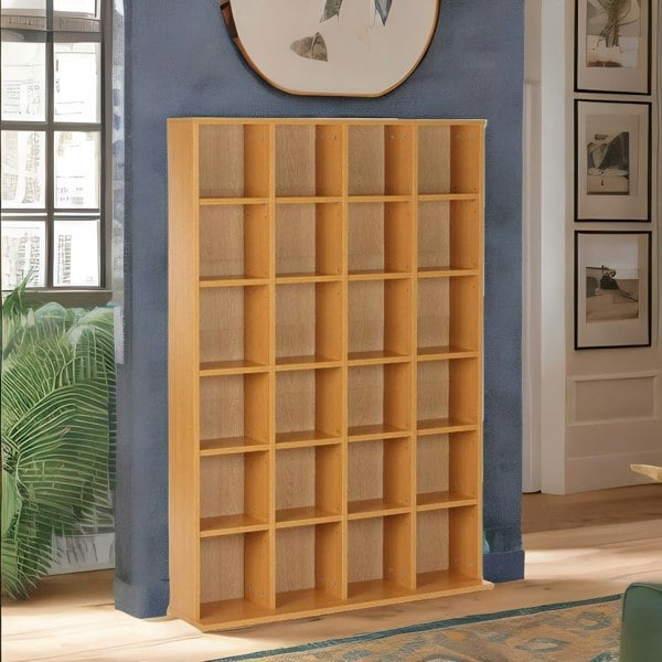 Rafaelo Mobilia 6 Tier Beech Wood Bookcase With 24 Compartments