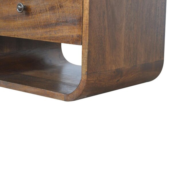 Wyld Haus Bologna Chestnut Mango Wood Curve 2 Drawer Bedside Table