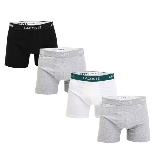 Lacoste Mens Cotton Stretch Boxer Shorts (Pack of 3) - Black/Grey/White