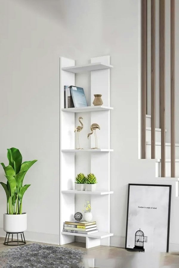 Living and Home 5 Tier Regin Wood Corner Bookcase