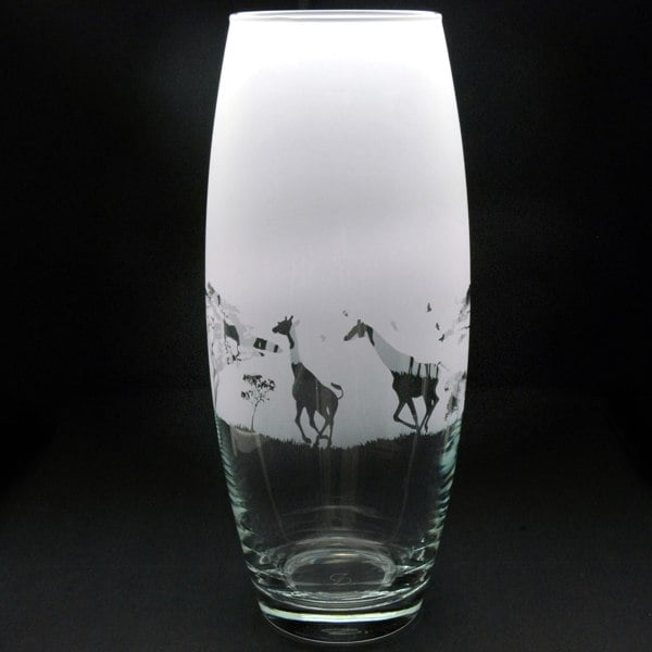 Glyptic Glass Art Giraffe Glass Botanica Vase - Hand Etched/Engraved Gift