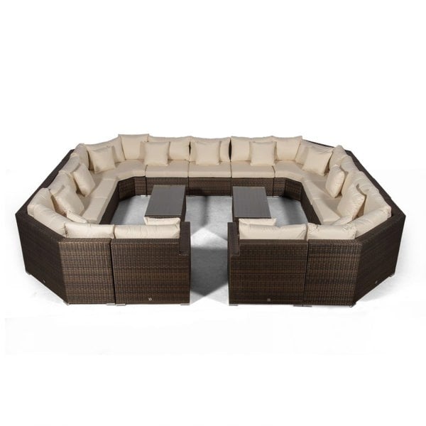 Giardino Santorini Modular 13 Seat Rattan Conversation Set With 2 Coffee Tables