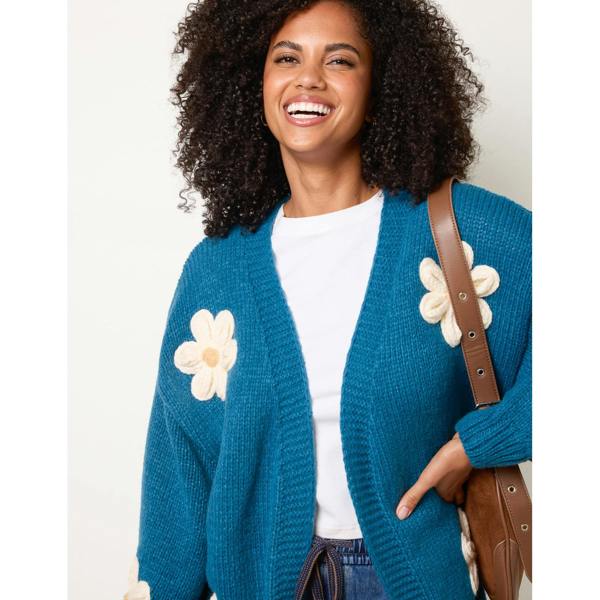 Blue Vanilla Daisy Large Flower Cardigan
