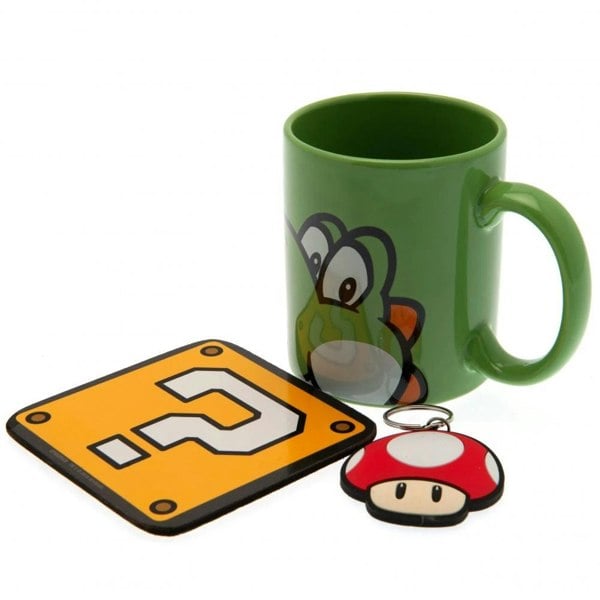 Super Mario Yoshi Mug and Coaster Set - Green/Yellow/Red