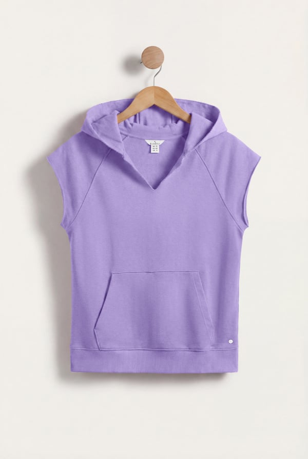 ENORSIA Sleeveless Raw Edge Hoodie