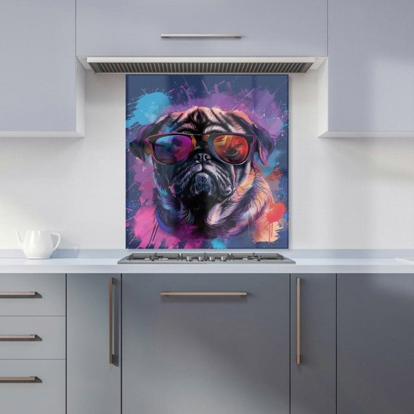 Warren Reed - Designer Vibrant Pug in Sunglasses Kitchen Splashback