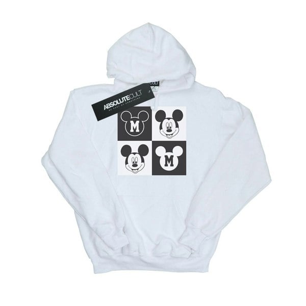 Disney Mens Mickey Mouse Smiling Squares Hoodie - White