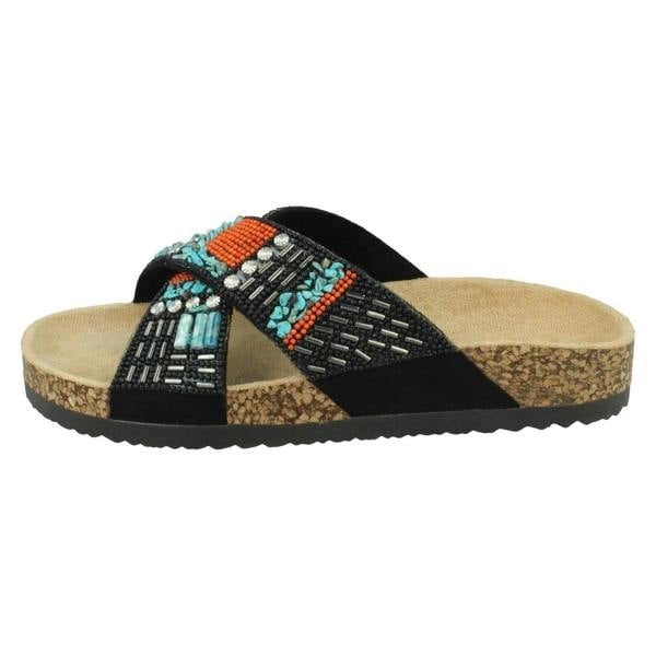 Spot On Ladies Spot On Beaded Mules F00347