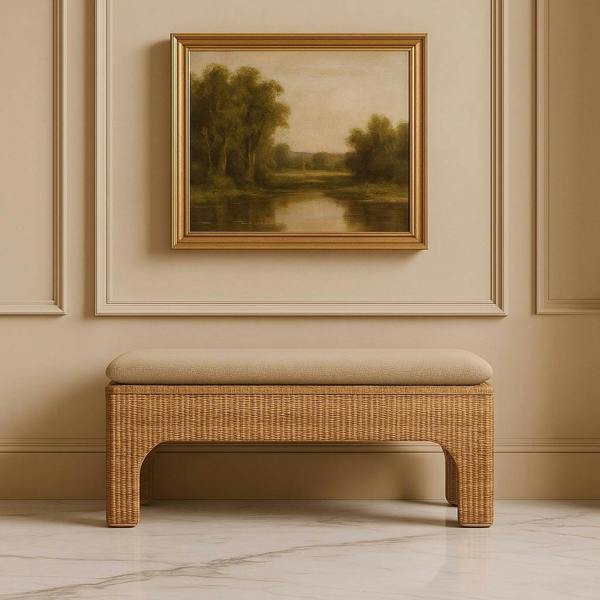 Artisan Furniture Solid Wood Rattan Harmony, Upholstered, Brown & Cream