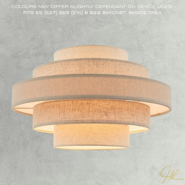 Five Tier Pendant Lighting Shade with Natural Oatmeal and Beige Linen Image 7