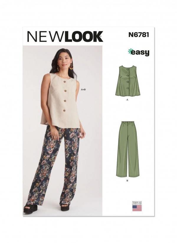 New Look Sewing Pattern 6781, Tops, Trousers for Women, A (10-12-14-16-18-20-22) - Easy