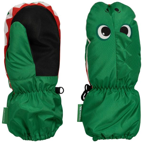 Trespass Boys Playful Dinosaur Ski Mittens - Clover