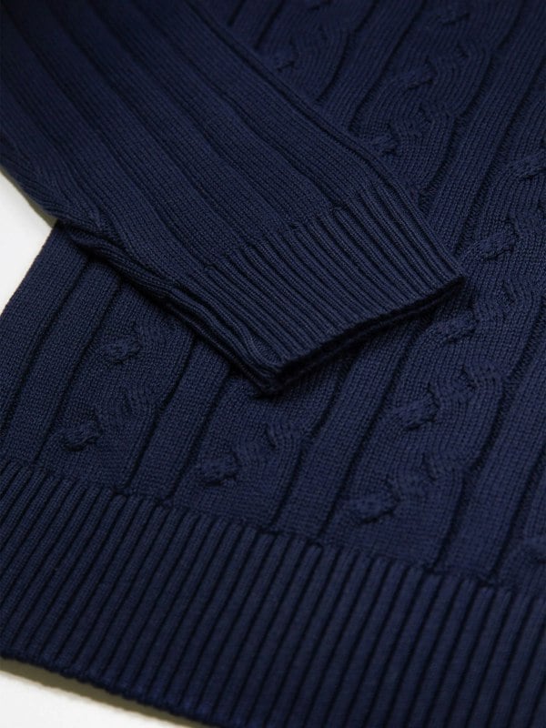 Luke 1977 Mitcham Cable Knit Jumper - Navy