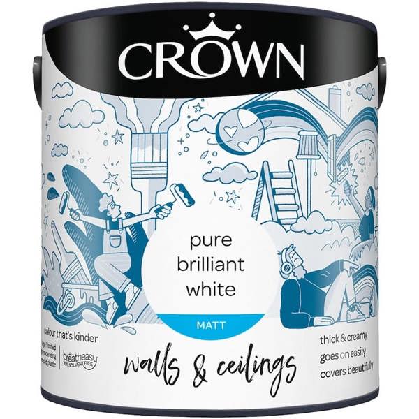 Crown Breatheasy Matt Emulsion Paint Pure Brilliant White 5L
