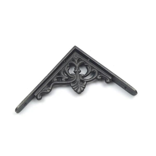 Pair of Antique Cast Iron Scroll Leaf Shelf Brackets - 115mm x 130mm