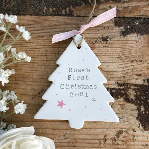 Personalised Baby's First Christmas Tree Ornament - alternative angle