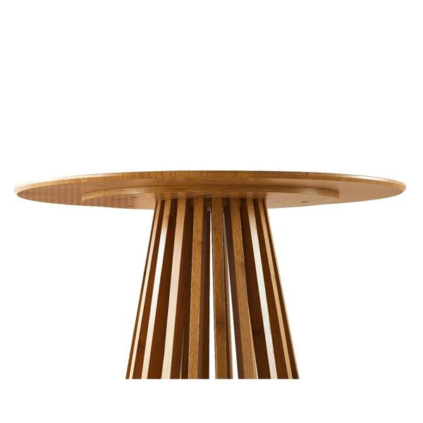 Outdoor Living Kayci Round Oak Dining Table with 4 Charlotte Velvet Chairs