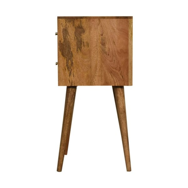 Artisan Furniture Solid Wood Mini Cube Carved 2 Drawer Bedside