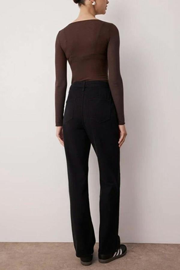 WOVCOR High Waist Wide Leg Jeans with Pocket Details