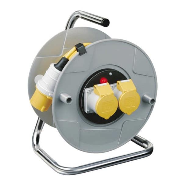 Brennenstuhl 110V Cable Reel CEE Sockets - 25 Metre Cable Length - Heavy Duty 1.5mm Thick Cable - 1098743