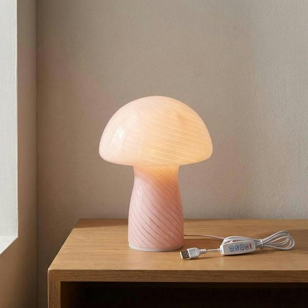 Garden Greatness Swirl Pink Mushroom Table Lamp