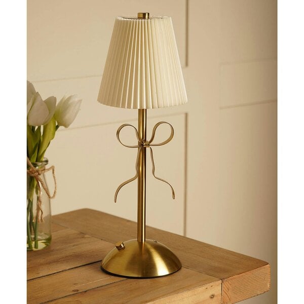 Hestia Brass Bow LED Rechargeable Touch Lamp