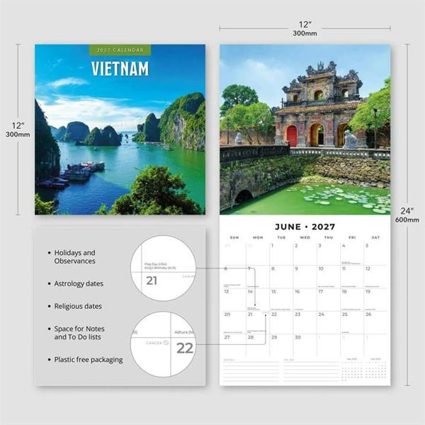 Asia Vietnam Calendar 2027, Wall Calendars, Month To View, Travel, Gift