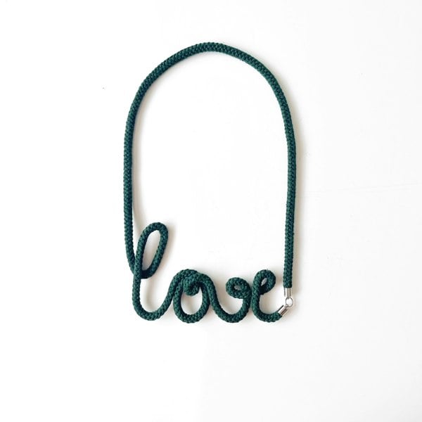 Forest Green Love Word Necklace