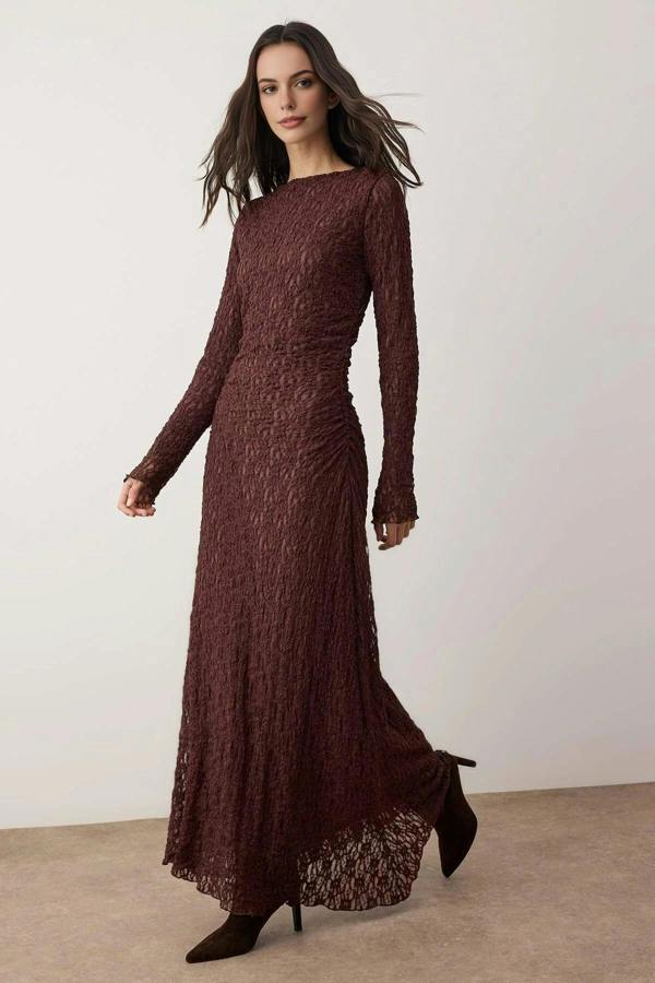 WOVCOR Lined Lace Knit Dress