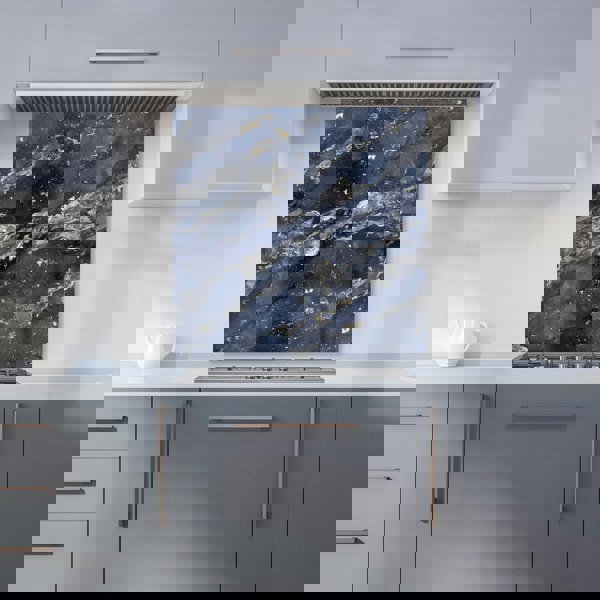 Warren Reed - Designer Deep Ocean Blue Quartz Effect Kitchen Splashback