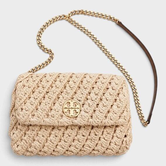 Tory Burch Willa Crochet Small Shoulder Bag Raffia