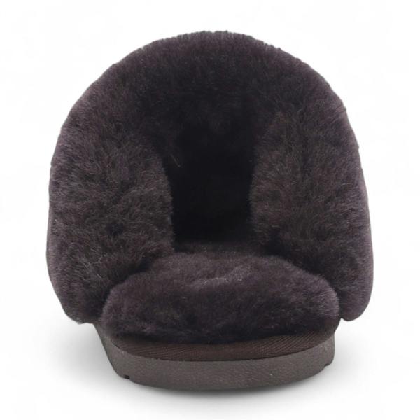 Infinity Leather Women's Genuine Sheepskin Brown Suede Mule Winter Slippers - Luna
