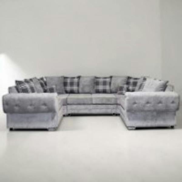Snug Furniture Verona Grey Chenile U Shape 6 Seater Sofa
