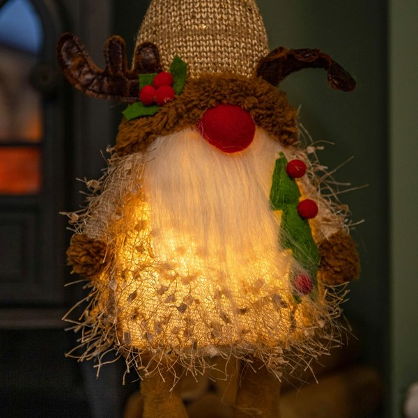 Samuel Alexander 46cm Battery Operated Light up Standing Christmas Reindeer Gonk with Warm White LEDs