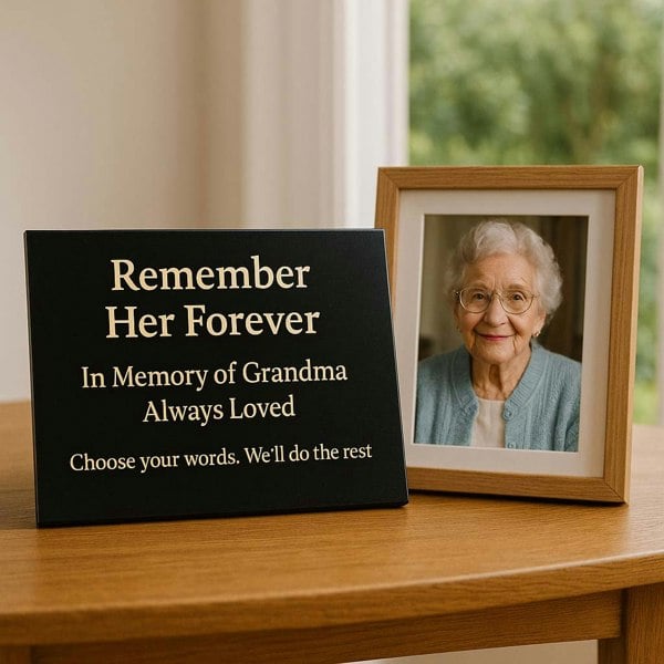 Memorials Direct Personalised Granite Memorial Plaque with Stand - Built To Last Forever