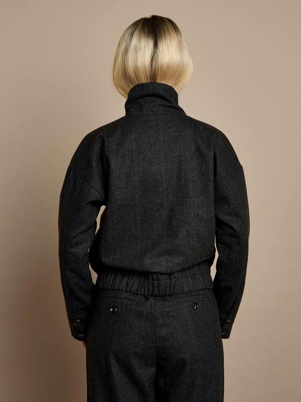 GWD Lewlyn Grey Checked Bomber Jacket