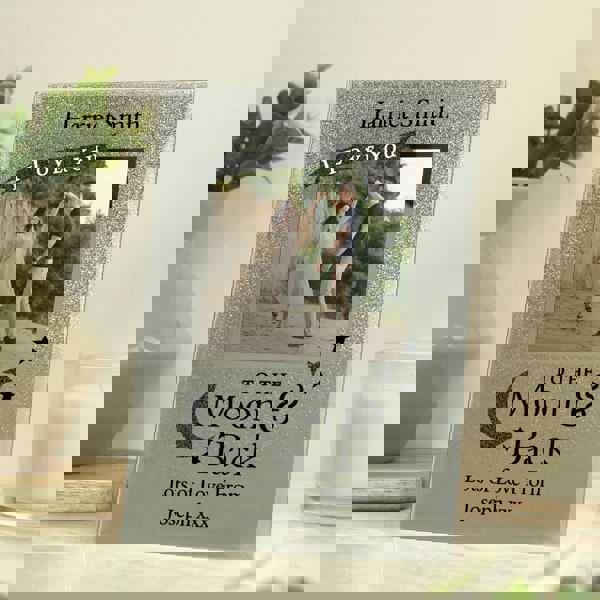 Personalised Memento Company Personalised To the Moon and Back 4x4 Glitter Glass Photo Frame