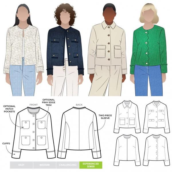 Style Arc Sewing Pattern Delphine Jacket - Jackets for Women - Advanced