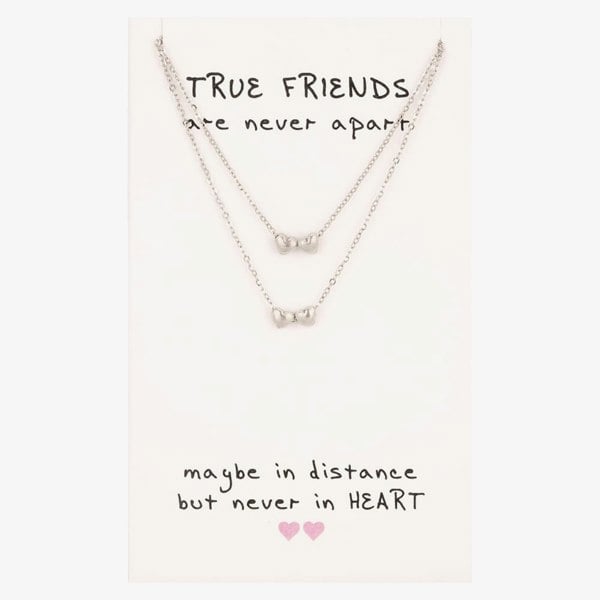 T. H. Baker Sentiments True Friends Matching Heart Necklaces 12913
