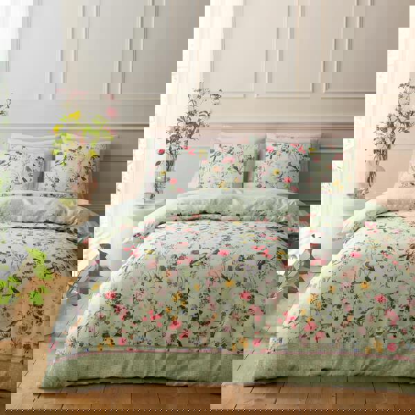 Catherine Lansfield RHS x Catherine Lansfield Birds In Bloom So Soft Duvet Cover Set Green