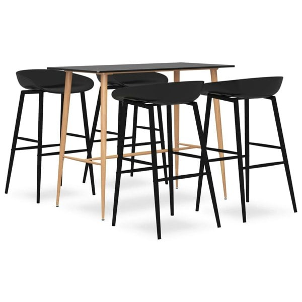 Berkfield 5 Piece Bar Set Black