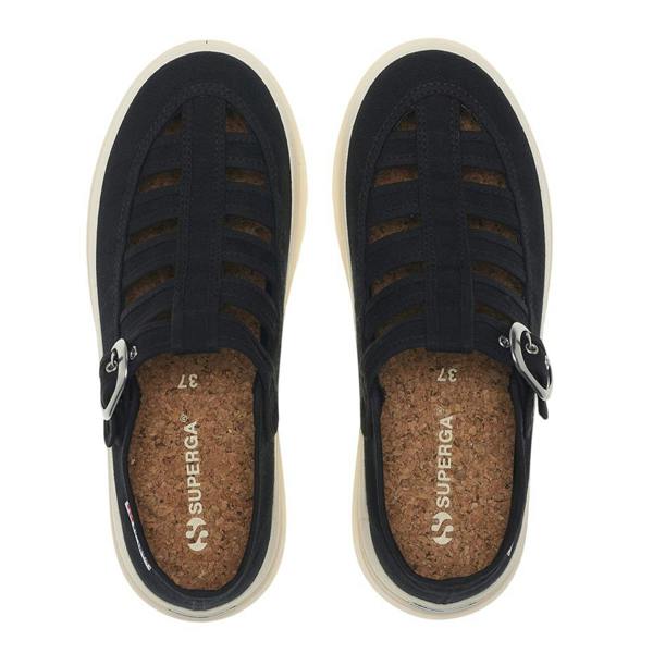 Superga Womens/Ladies 3541 Alpina Gurkha Fisherman Sandals - Black/Off White - 