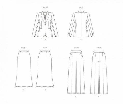 Butterick Sewing Pattern 6933, Jackets, Skirts, Trousers, Suits for Women, B5 (8-10-12-14-16) - Intermediate