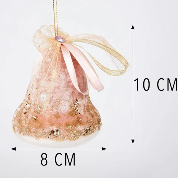 1cm Pink Santa Bell Hanging Decoration Set of 3 for Christmas Trees, Wreaths and Displays image 3