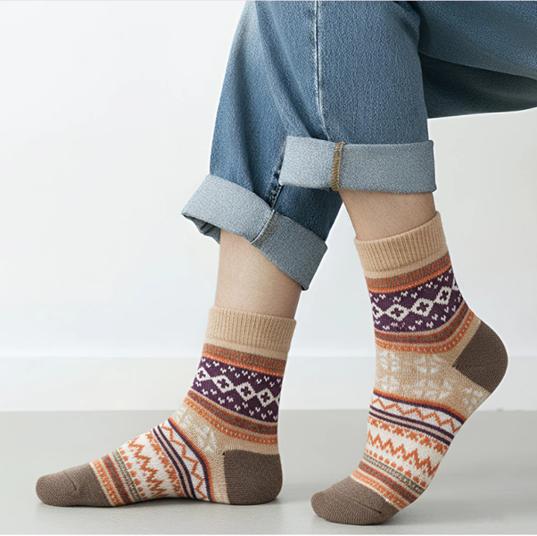 Anysox 5 Pairs Wool Socks One Size 5-9 Thick Warm Winter Mix Colors