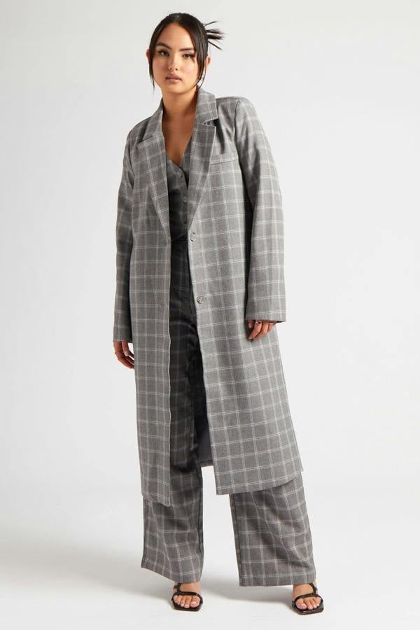 Urban Bliss Check Longline Duster Coat