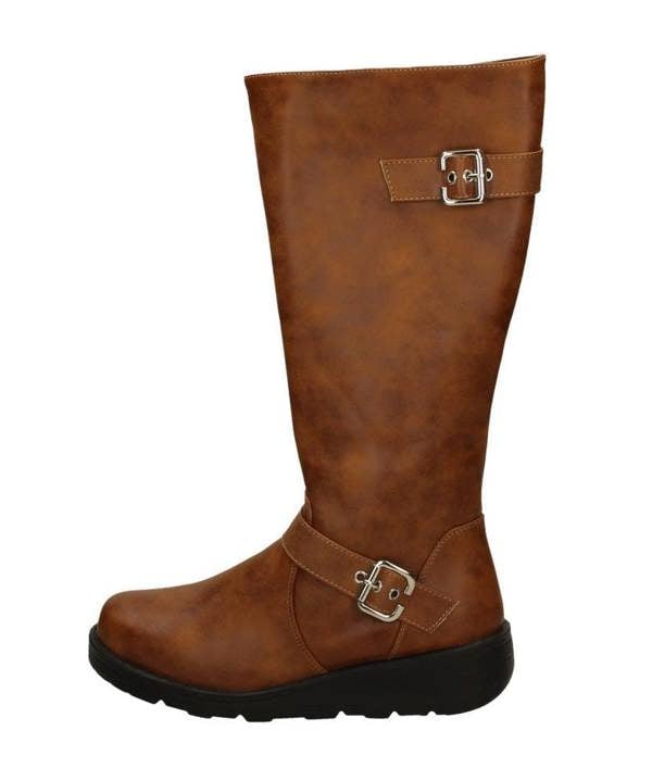 Spot On Ladies Spot On Buckle Detailed Wide Fit Knee High Boots F51202