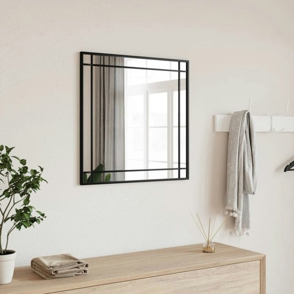 Berkfield Wall Mirror Black 50x50 cm Square Iron